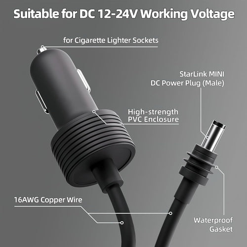 Starlink Mini Cable, 12V Car Adapter